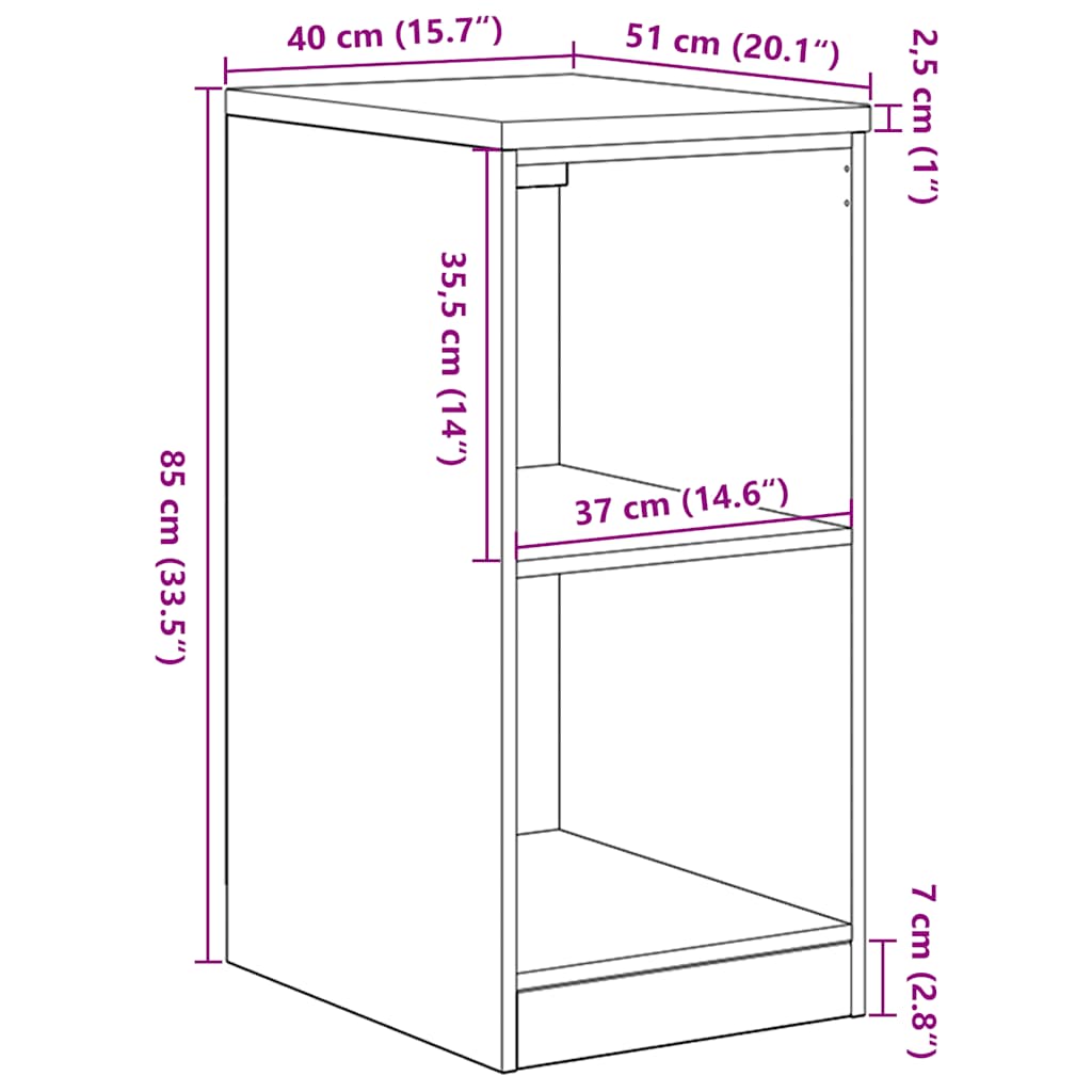 Garageopbevaringsskab brun eg 40x51x85 cm massivt træ fyrretræ