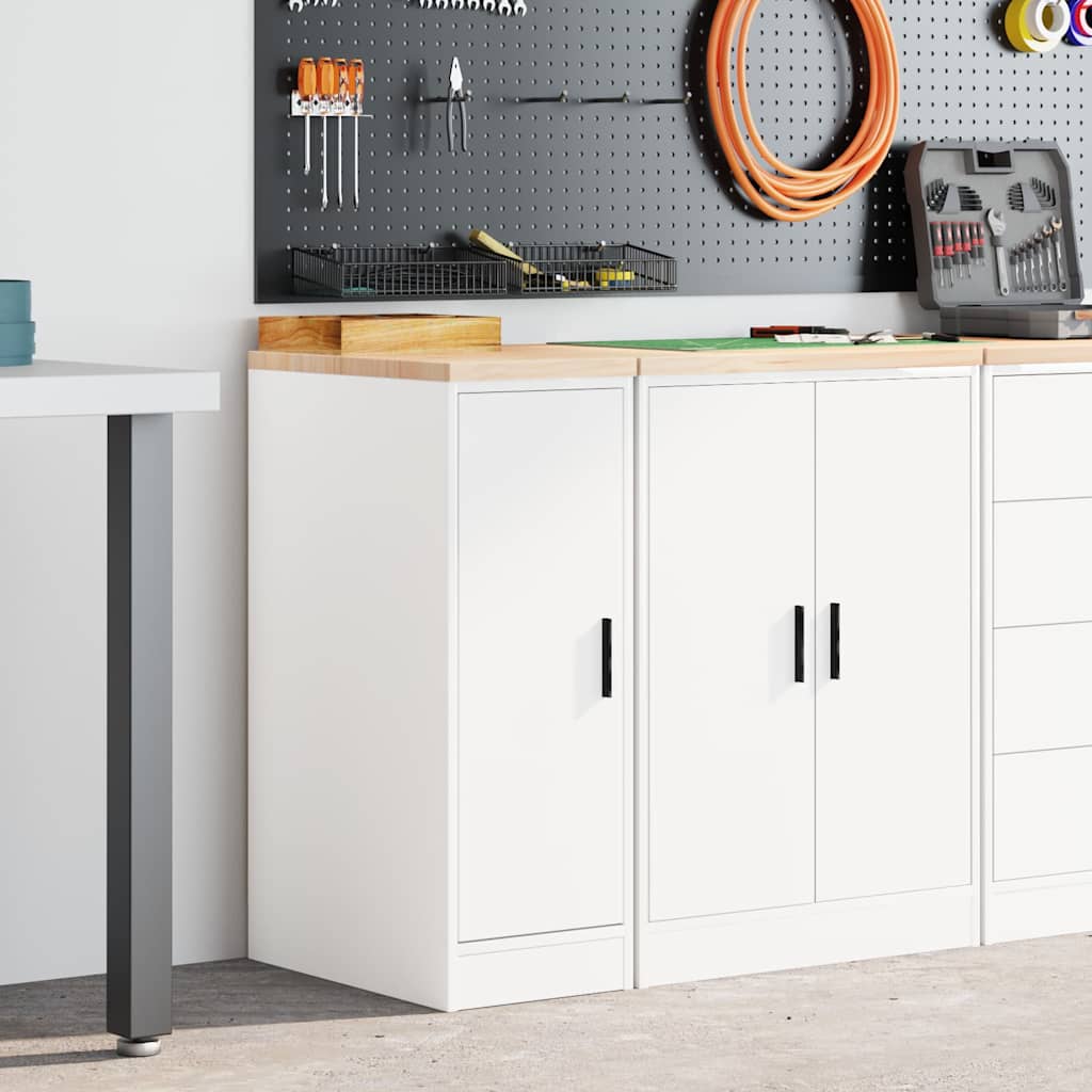 Garageopbevaringsskab Hvid 30x51x85 cm Massivt træ Fyrretræ