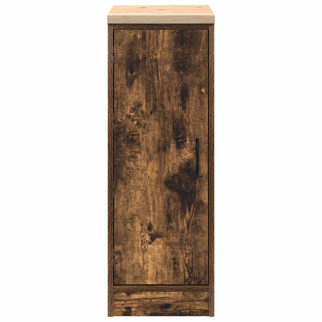 Garageopbevaringsskab røget eg 30x51x85 cm massivt træ fyrretræ