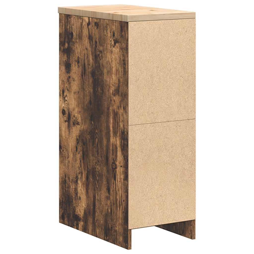 Garageopbevaringsskab røget eg 30x51x85 cm massivt træ fyrretræ