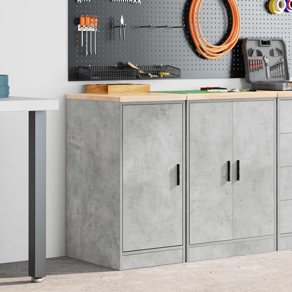 Garageopbevaringsskab Beton Grå 40x51x85cm Massivt træ Fyrretræ