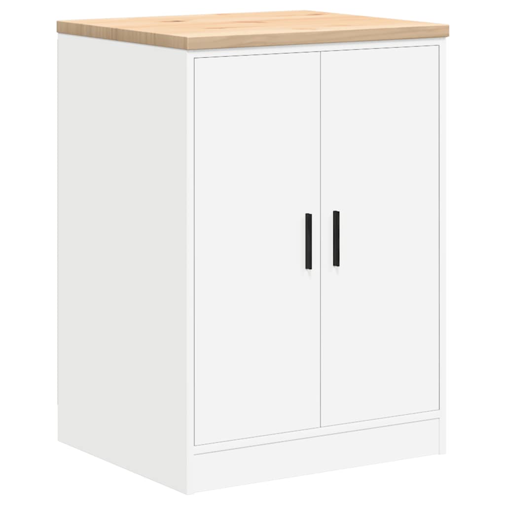Garageopbevaringsskab Hvid 60x51x85 cm Massivt træ Fyrretræ