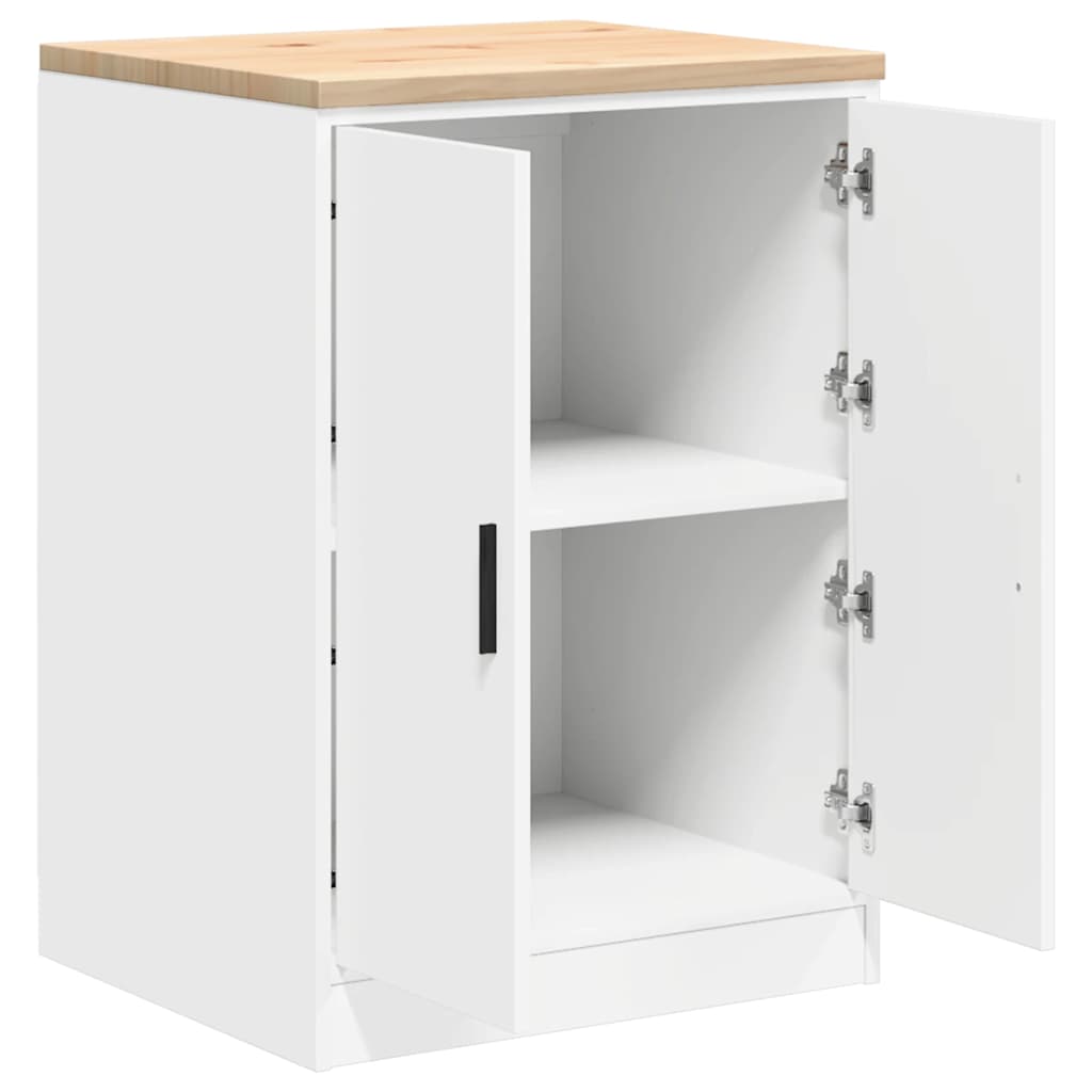 Garageopbevaringsskab Hvid 60x51x85 cm Massivt træ Fyrretræ