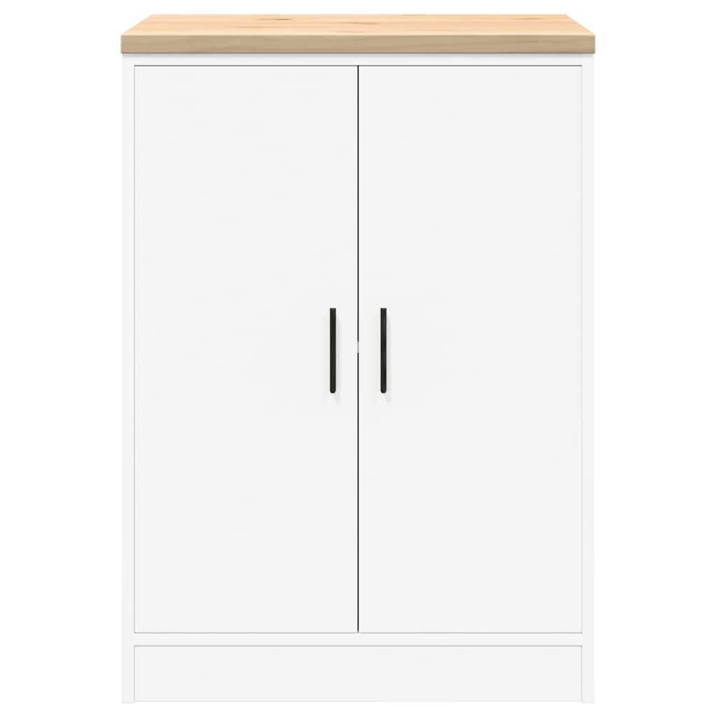 Garageopbevaringsskab Hvid 60x51x85 cm Massivt træ Fyrretræ