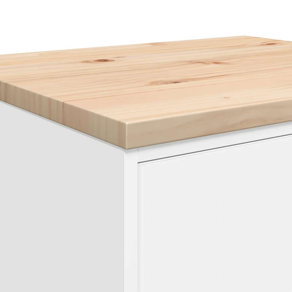 Garageopbevaringsskab Hvid 60x51x85 cm Massivt træ Fyrretræ
