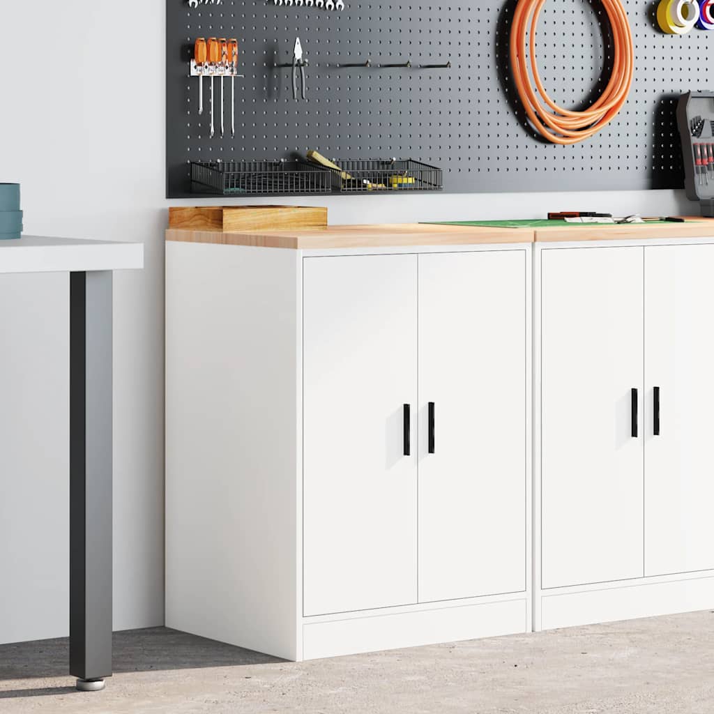 Garageopbevaringsskab Hvid 60x51x85 cm Massivt træ Fyrretræ