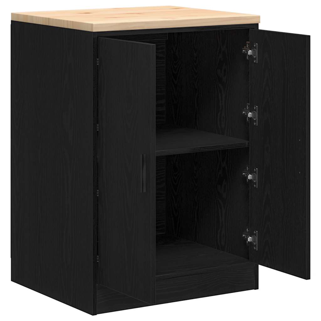 Garageopbevaringsskab Sort 60x51x85 cm Massivt træ Fyrretræ