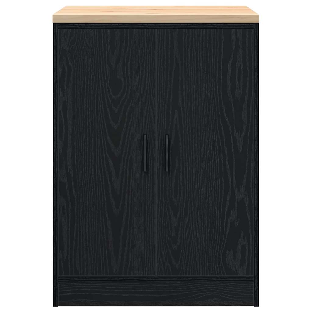 Garageopbevaringsskab Sort 60x51x85 cm Massivt træ Fyrretræ
