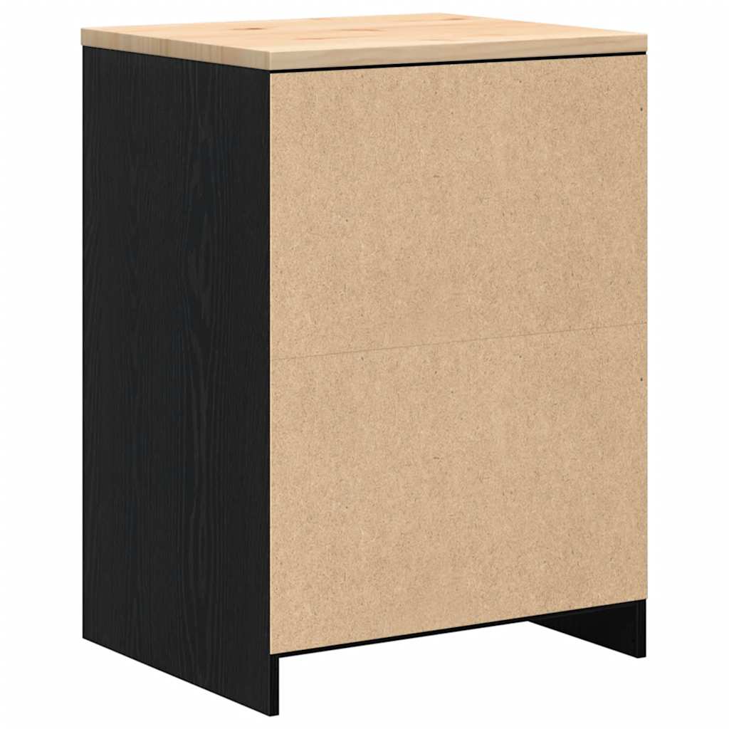 Garageopbevaringsskab Sort 60x51x85 cm Massivt træ Fyrretræ