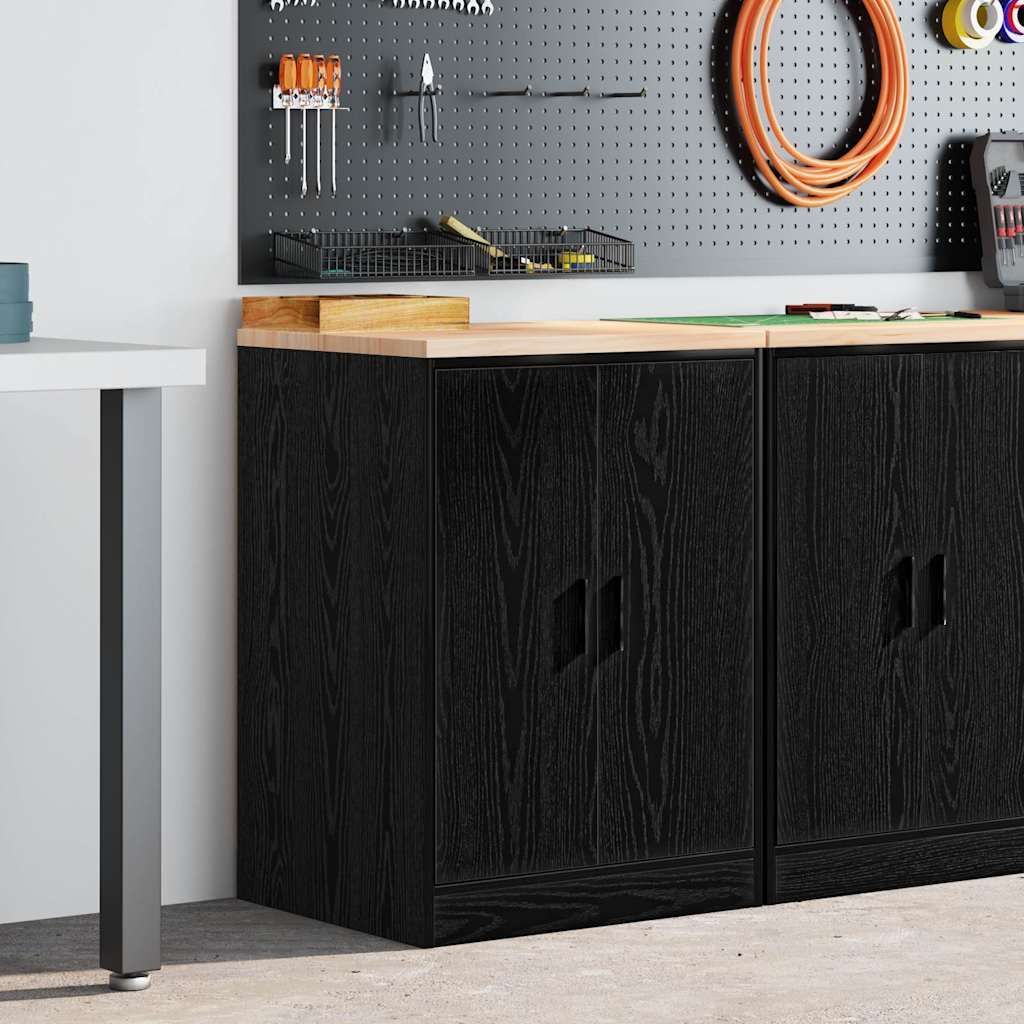 Garageopbevaringsskab Sort 60x51x85 cm Massivt træ Fyrretræ
