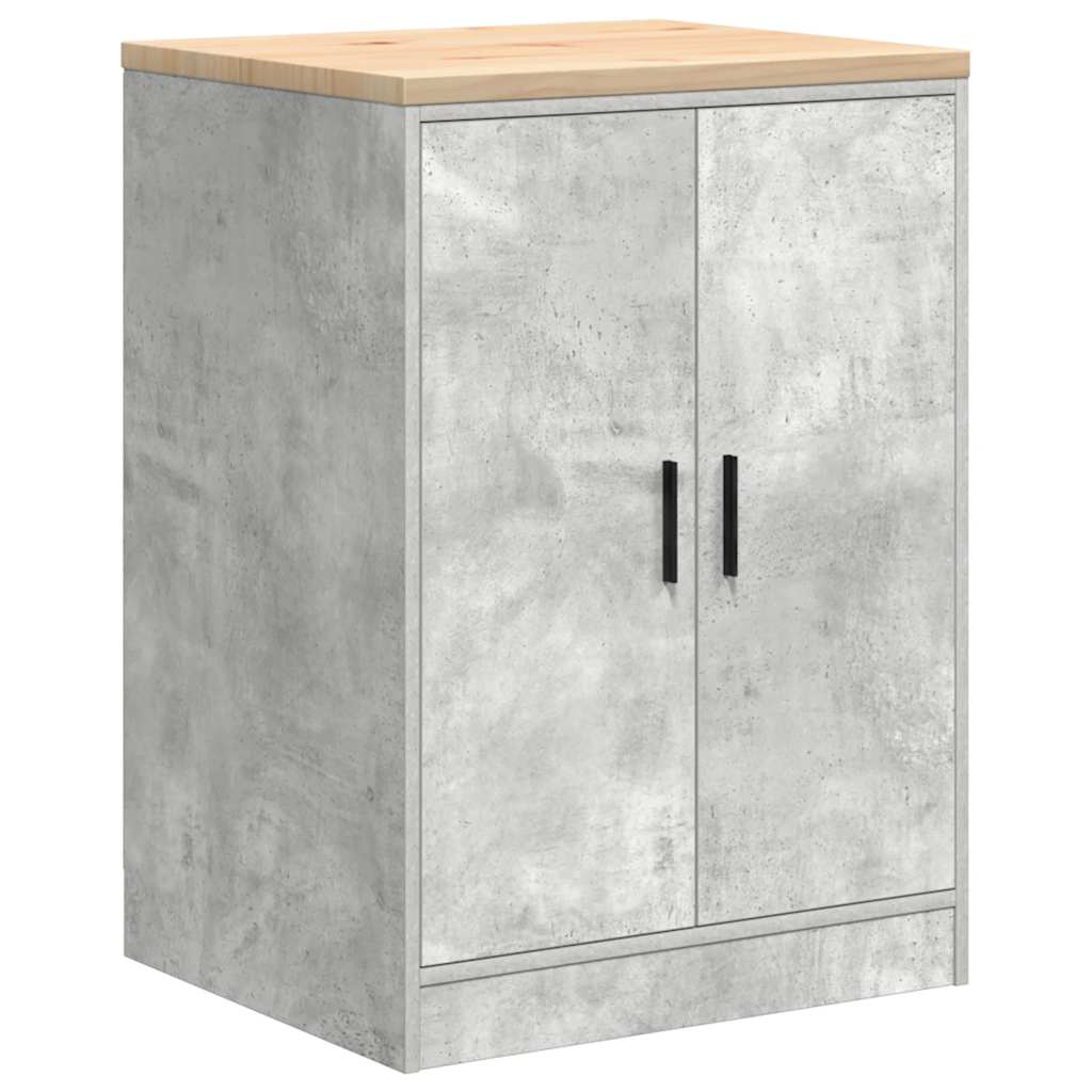 Garageopbevaringsskab Beton Grå 60x51x85cm Massivt træ Fyrretræ