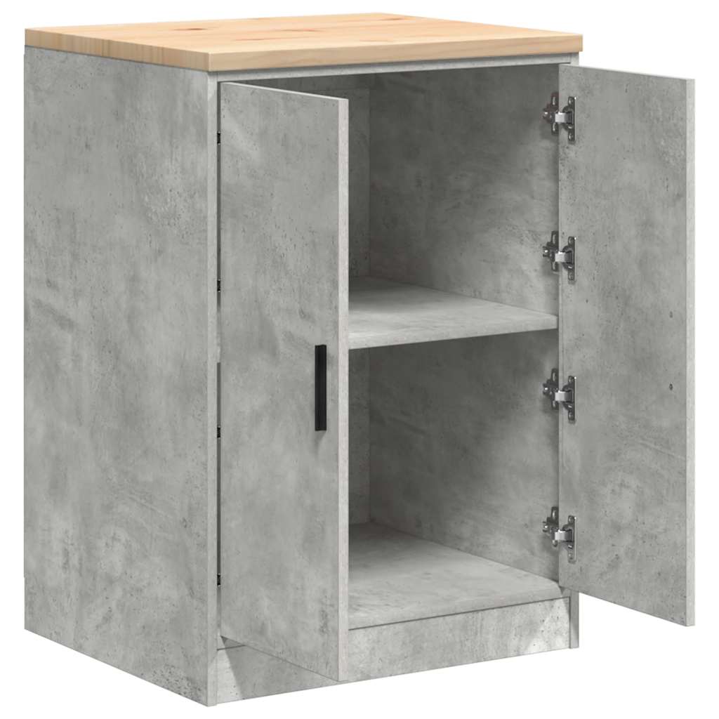 Garageopbevaringsskab Beton Grå 60x51x85cm Massivt træ Fyrretræ