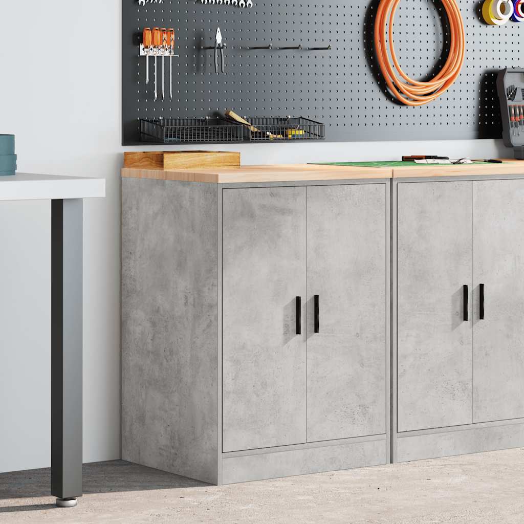 Garageopbevaringsskab Beton Grå 60x51x85cm Massivt træ Fyrretræ