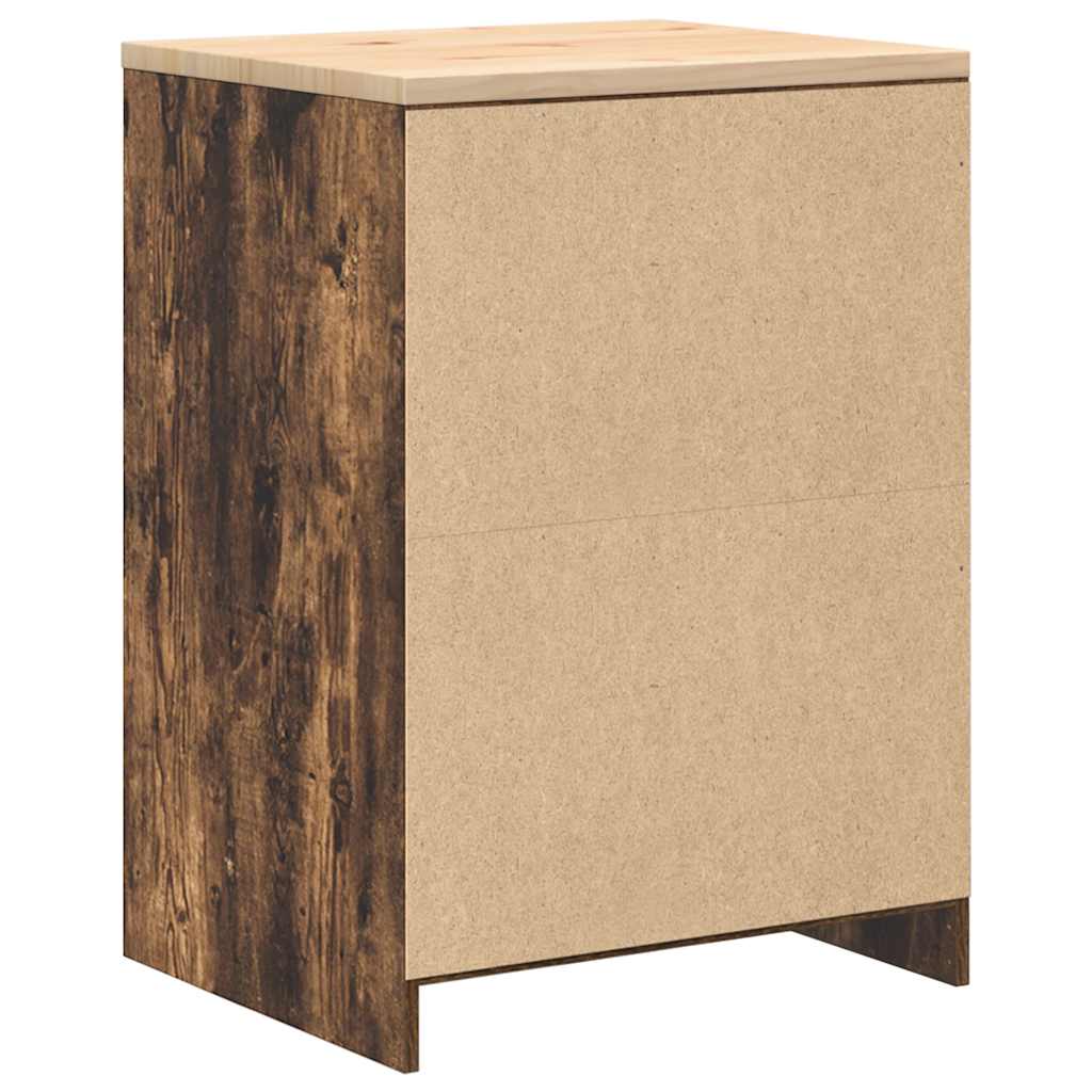 Garageopbevaringsskab røget eg 60x51x85 cm massivt træ fyrretræ