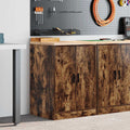 Garageopbevaringsskab røget eg 60x51x85 cm massivt træ fyrretræ