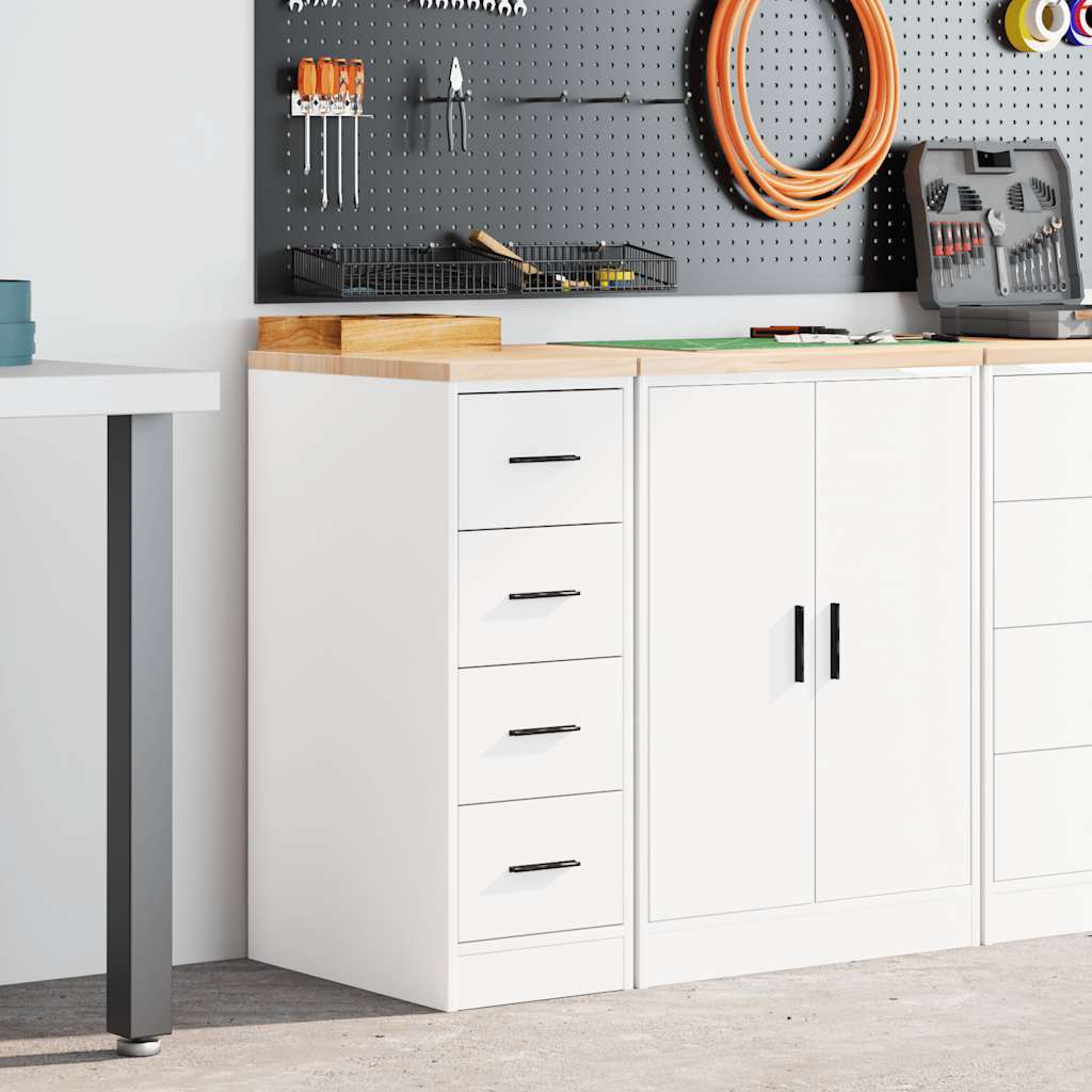 Garageopbevaringsskab Hvid 30x51x85 cm Massivt træ Fyrretræ