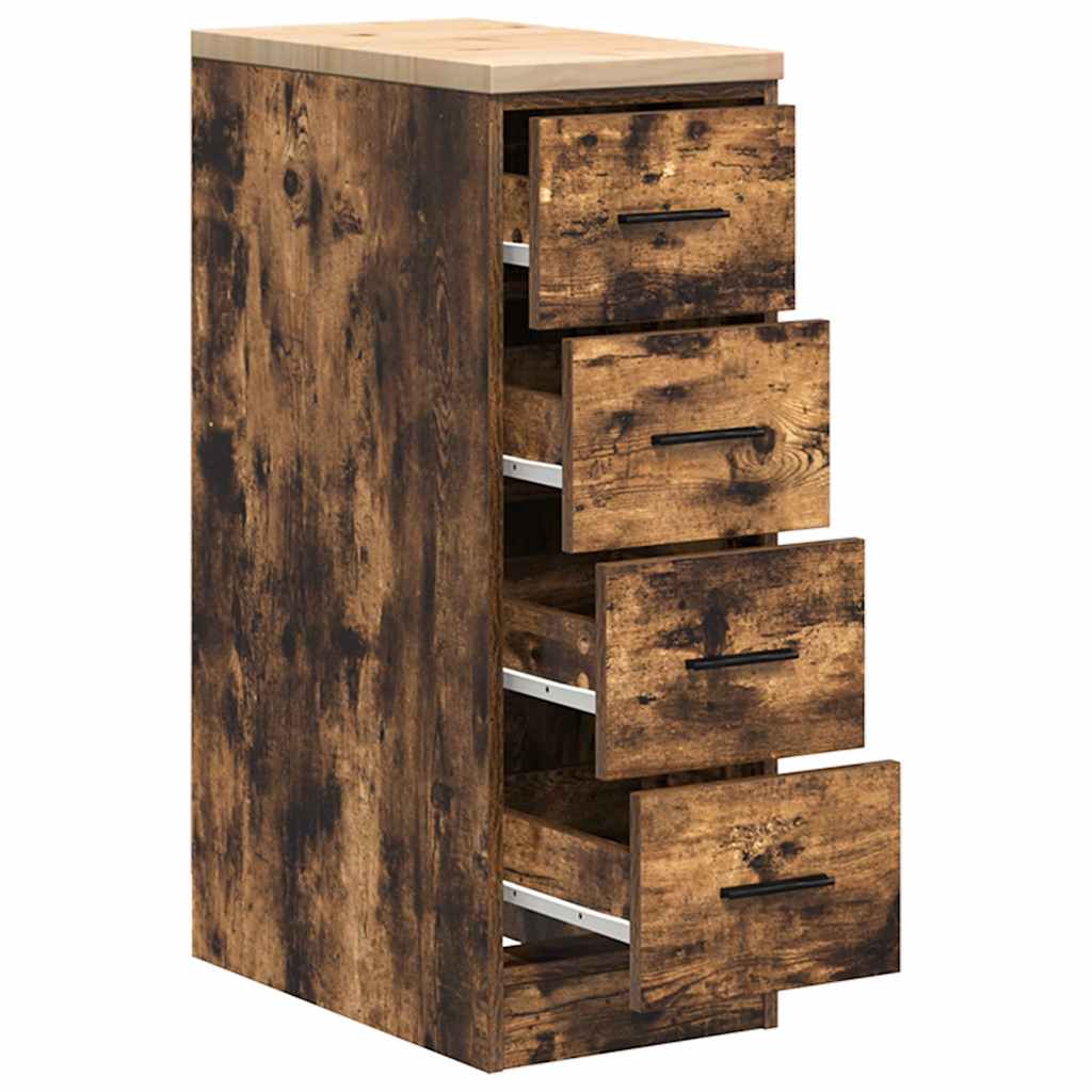 Garageopbevaringsskab røget eg 30x51x85 cm massivt træ fyrretræ