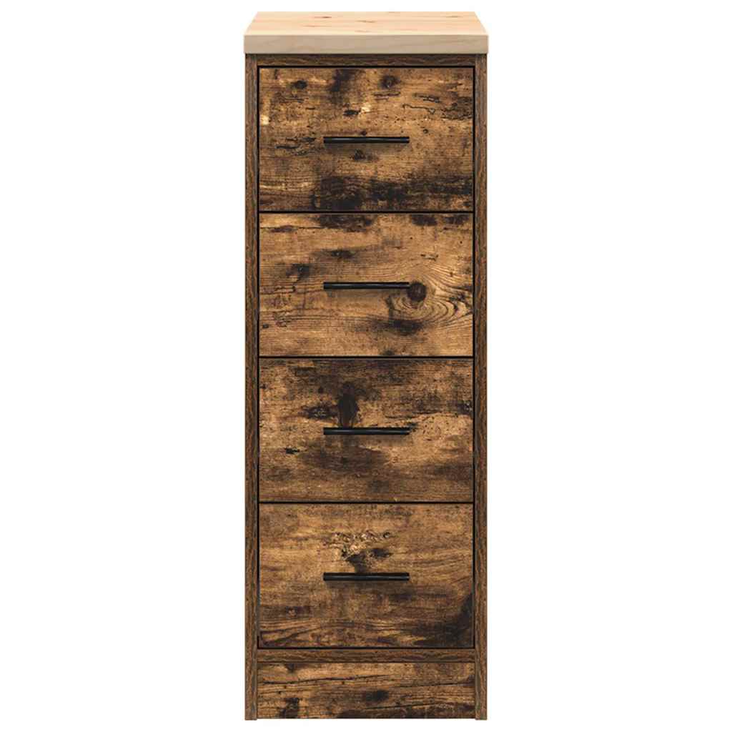 Garageopbevaringsskab røget eg 30x51x85 cm massivt træ fyrretræ