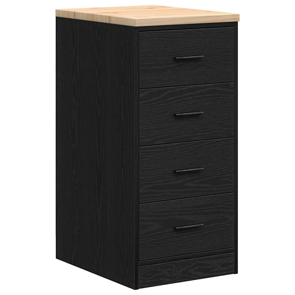 Garageopbevaringsskab Sort 40x51x85 cm Massivt træ Fyrretræ