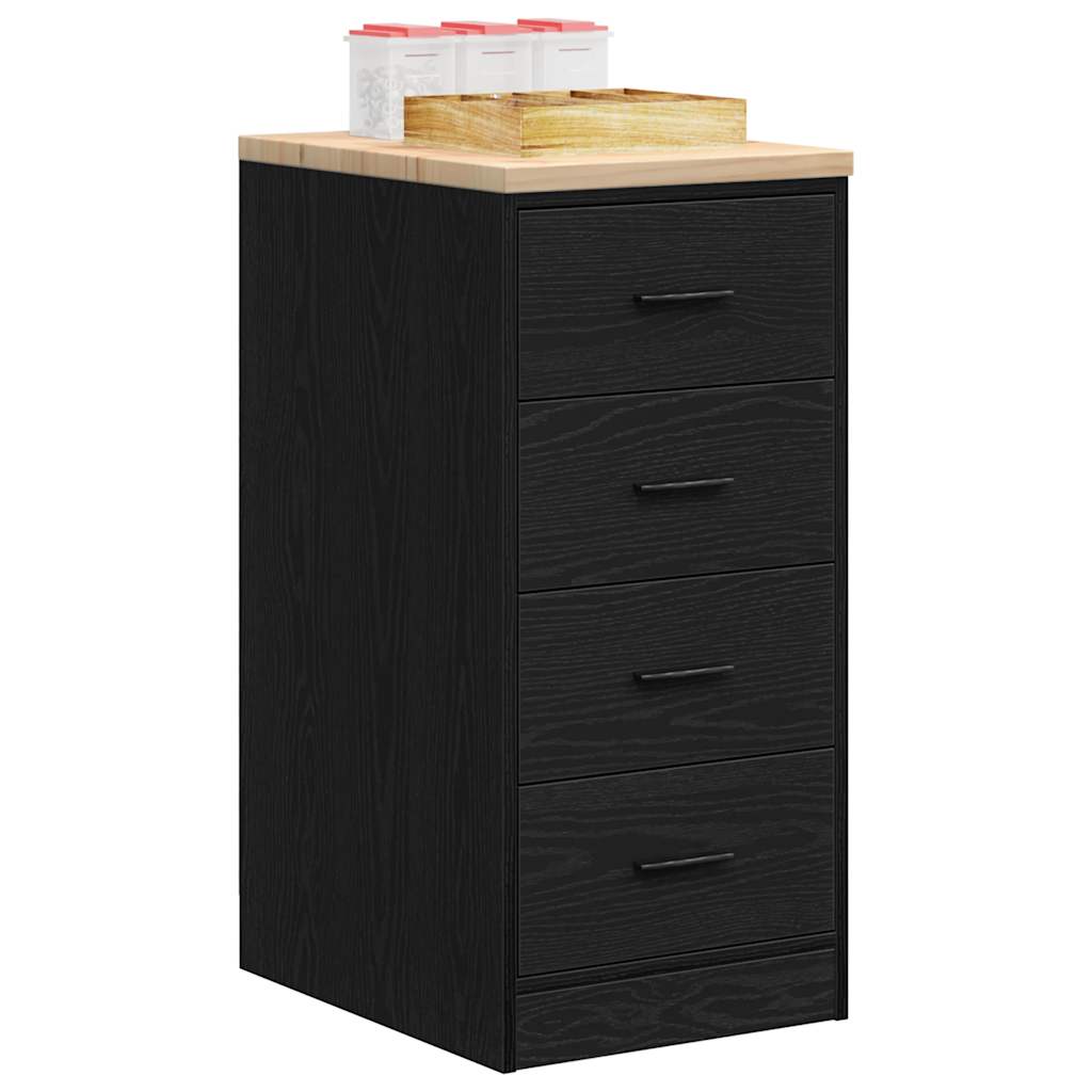 Garageopbevaringsskab Sort 40x51x85 cm Massivt træ Fyrretræ