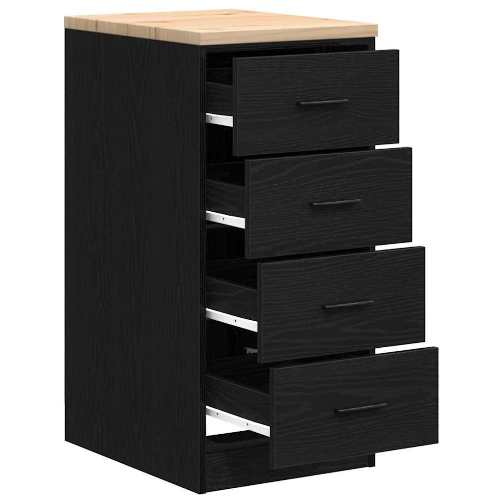 Garageopbevaringsskab Sort 40x51x85 cm Massivt træ Fyrretræ