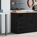 Garageopbevaringsskab Sort 40x51x85 cm Massivt træ Fyrretræ