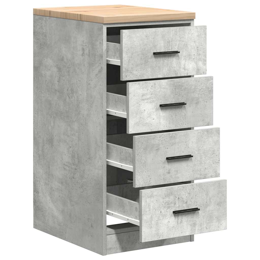 Garageopbevaringsskab Beton Grå 40x51x85cm Massivt træ Fyrretræ