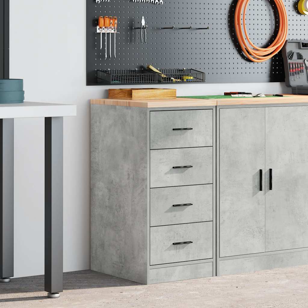 Garageopbevaringsskab Beton Grå 40x51x85cm Massivt træ Fyrretræ