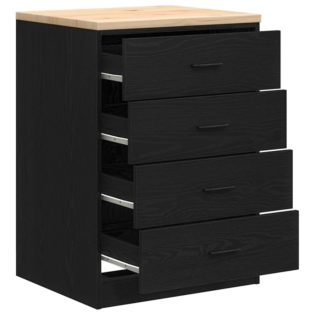 Garageopbevaringsskab Sort 60x51x85 cm Massivt træ Fyrretræ