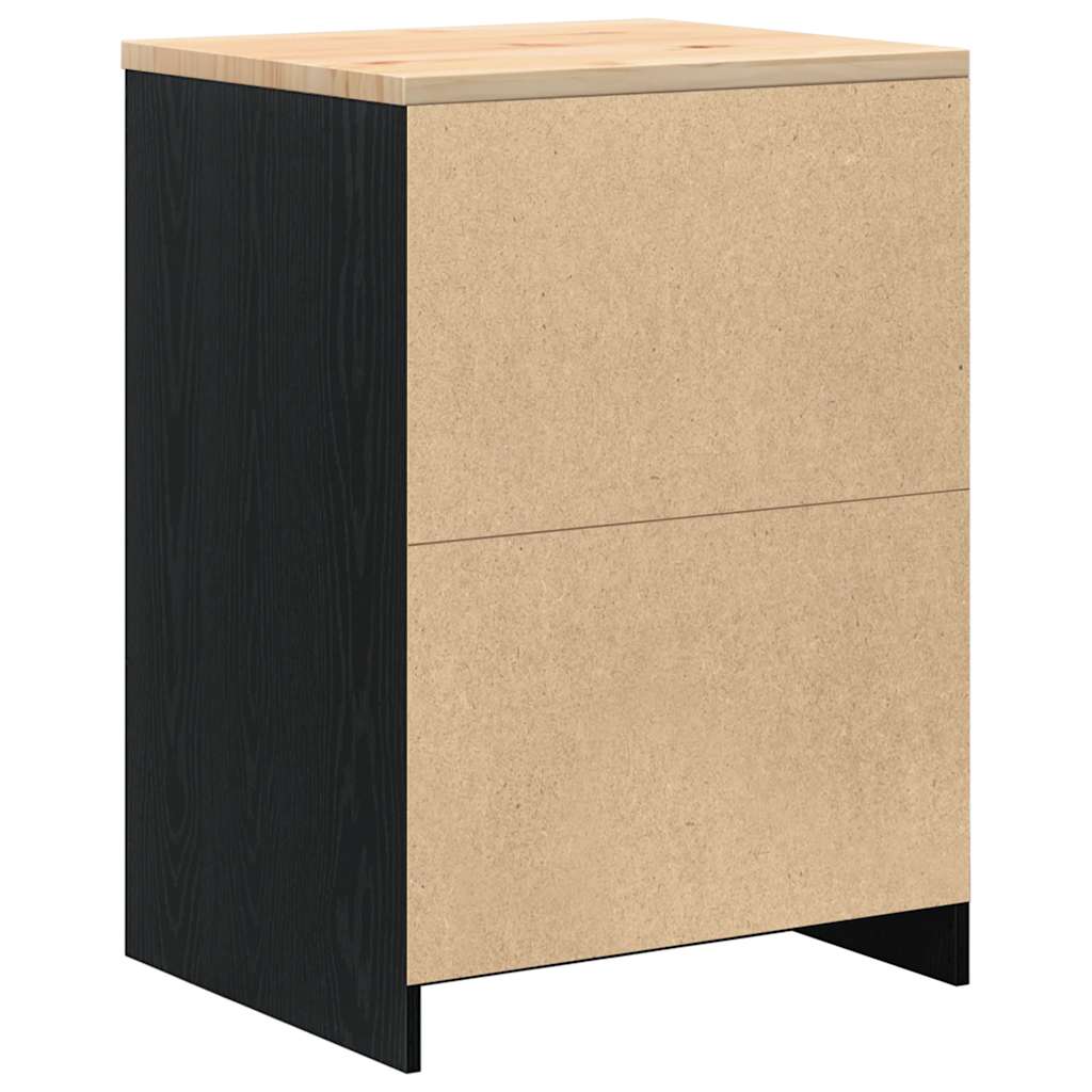 Garageopbevaringsskab Sort 60x51x85 cm Massivt træ Fyrretræ