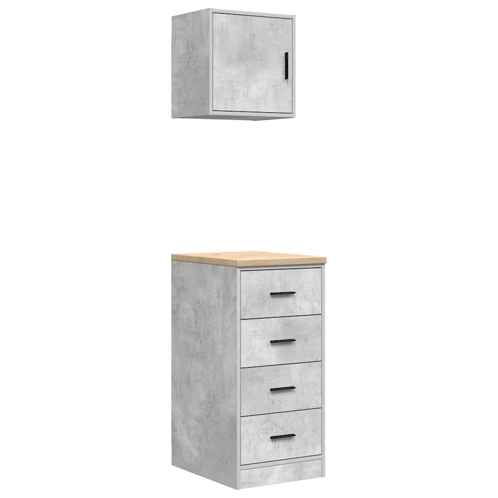 skabe til garagen 2 stk. konstrueret træ betongrå