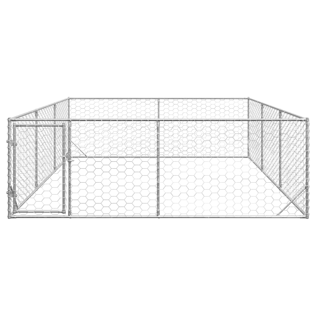 udendørs hundebur med dør 3x4x1 m galvaniseret stål