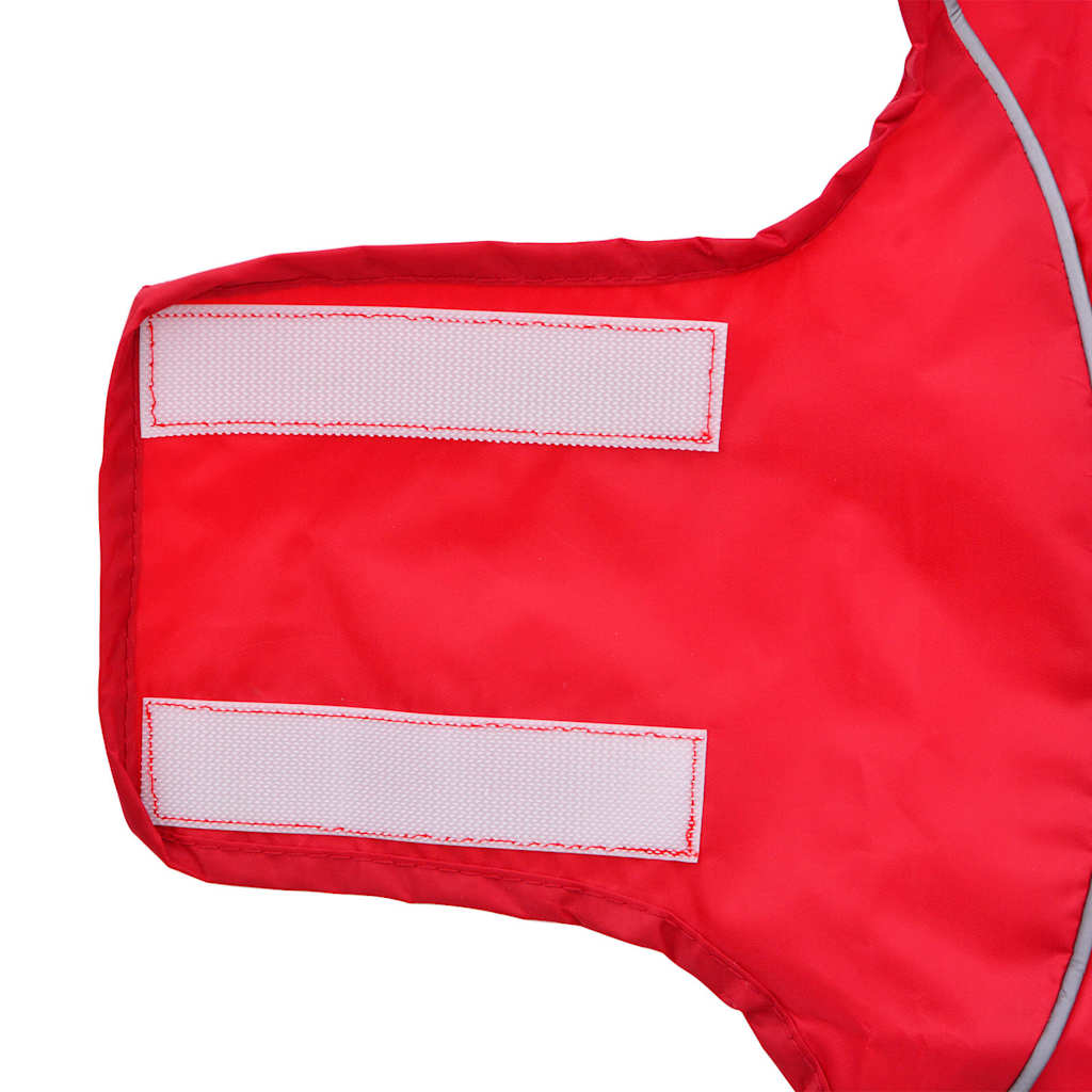 Hunderegnfrakke med refleksstriber polyester M rød
