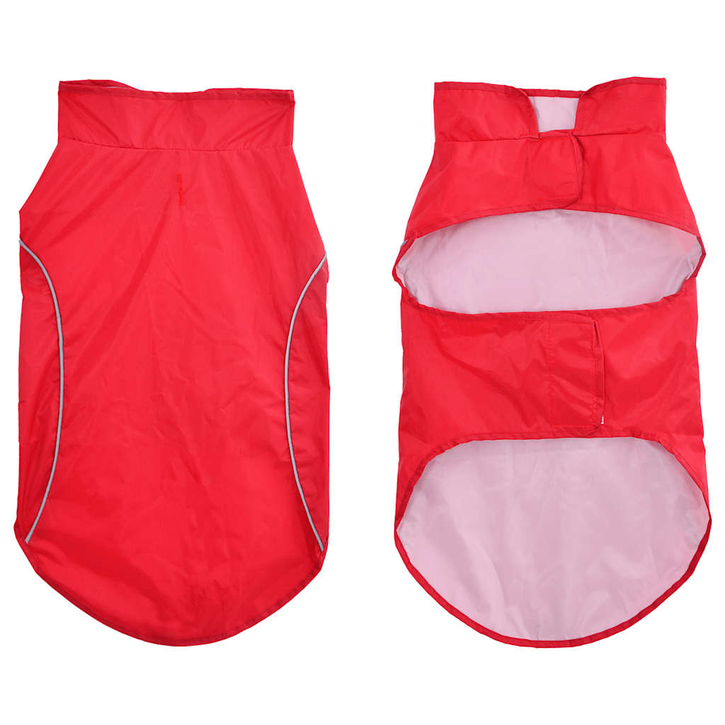 Hunderegnfrakke med refleksstriber polyester L rød