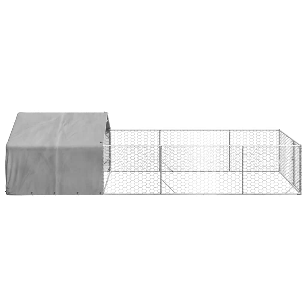 Udendørs hundegård med løbegård 6x2x1,5 m Galvaniseret stål
