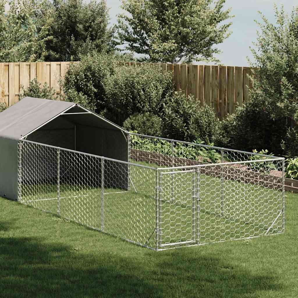 Udendørs hundegård med løbegård 6x2x1,5 m Galvaniseret stål