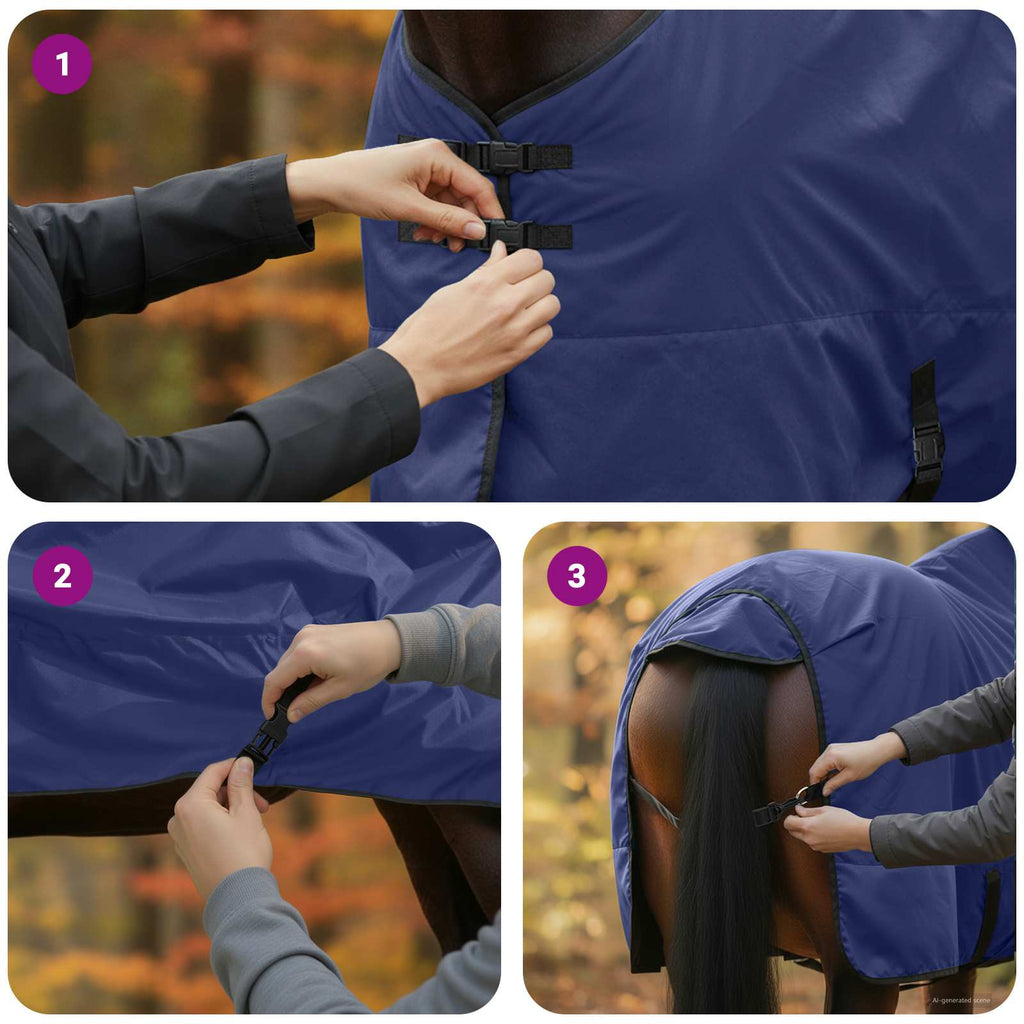 Hestetæppe Fuldt Marineblå 105 cm Polyester