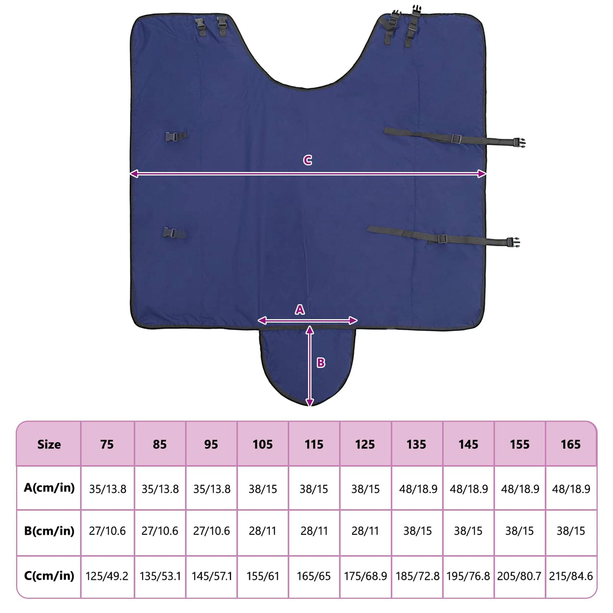 Hestetæppe Fuldt Marineblå 105 cm Polyester