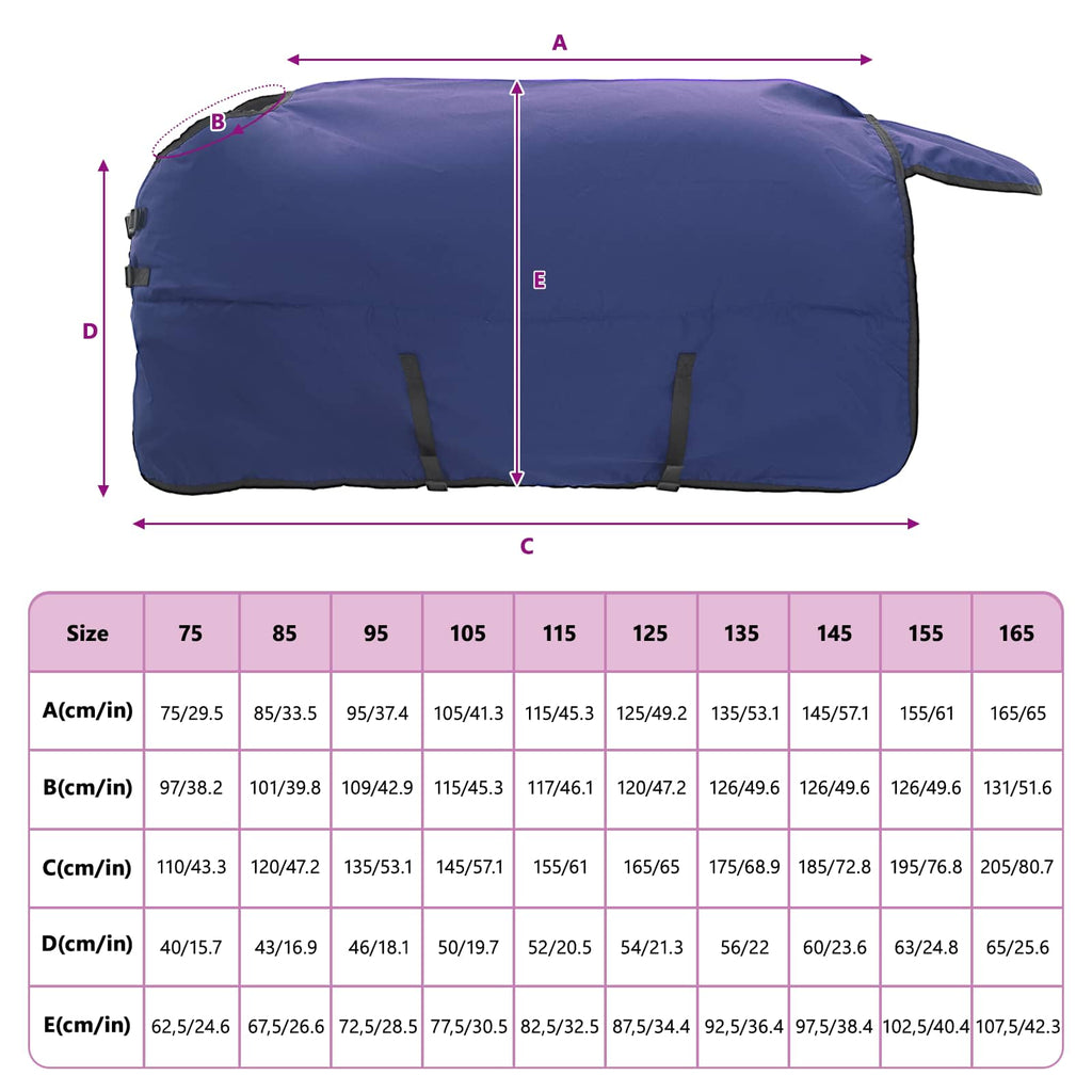 Hestetæppe Fuldt Marineblå 115 cm Polyester