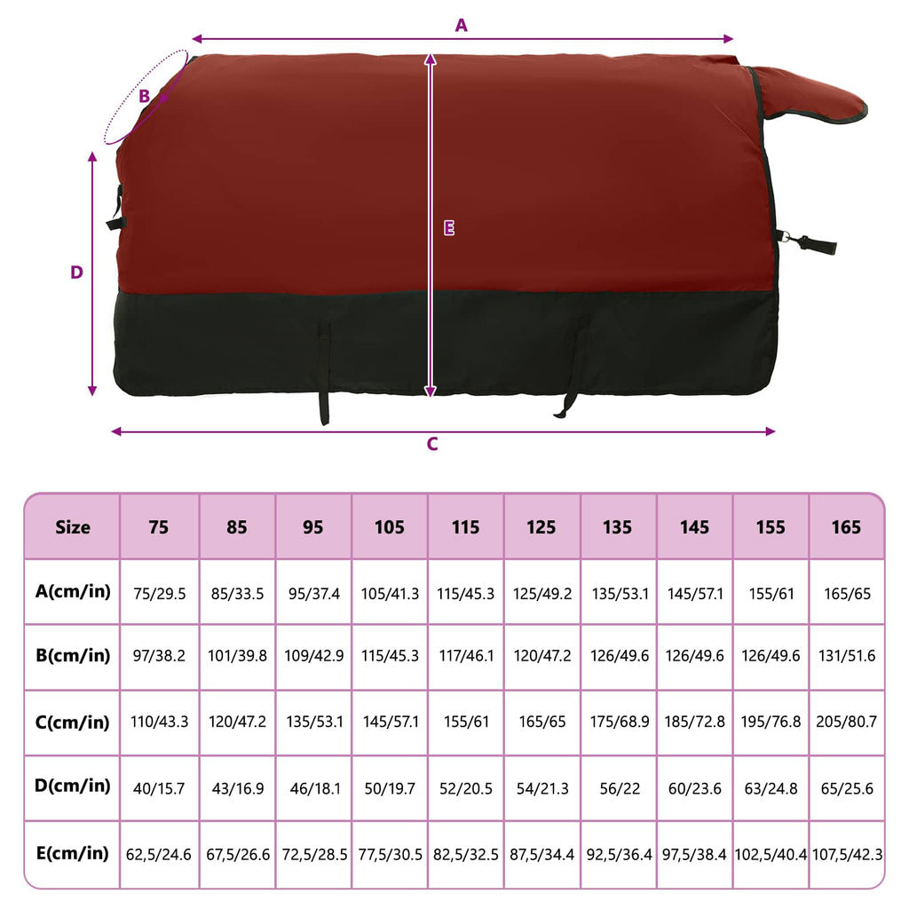 Hestetæppe Bordeaux og Sort 145 cm Polyester
