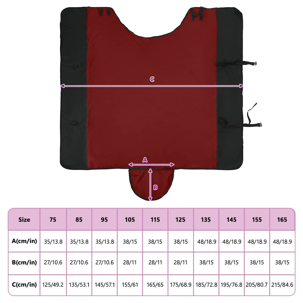 Hestetæppe Bordeaux og Sort 165 cm Polyester
