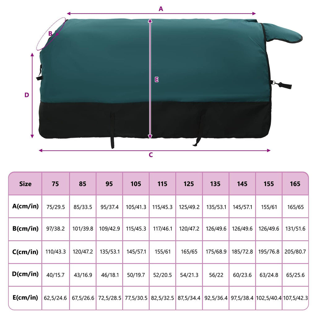 Hestetæppe Mørk Grøn og Sort 125 cm Polyester