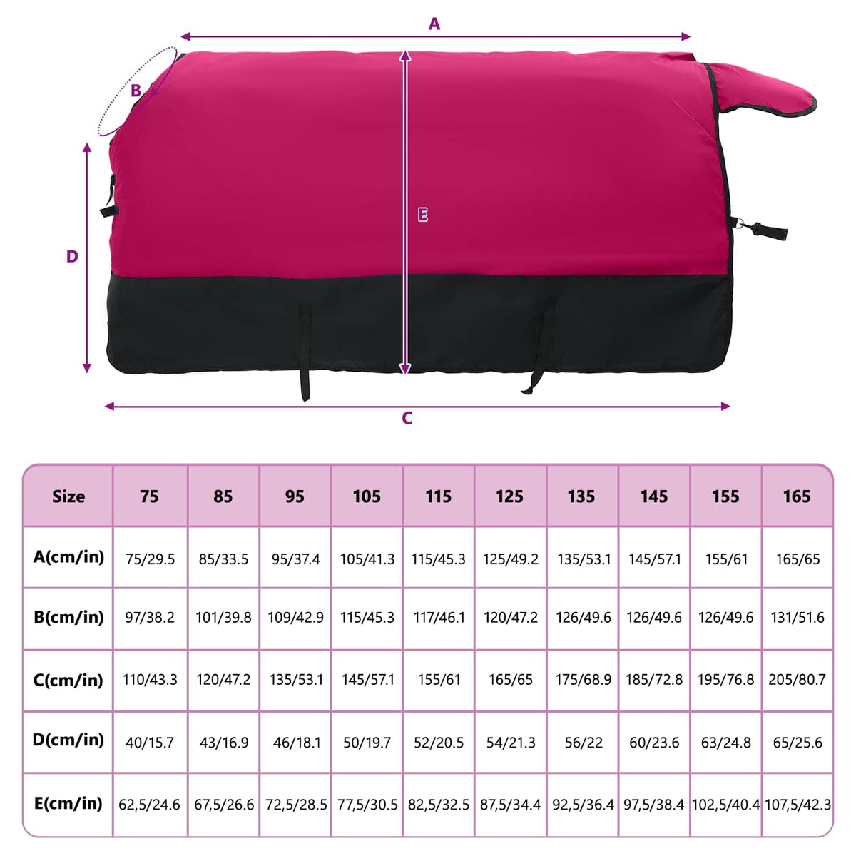 Hestetæppe Pink og Sort 75 cm Polyester