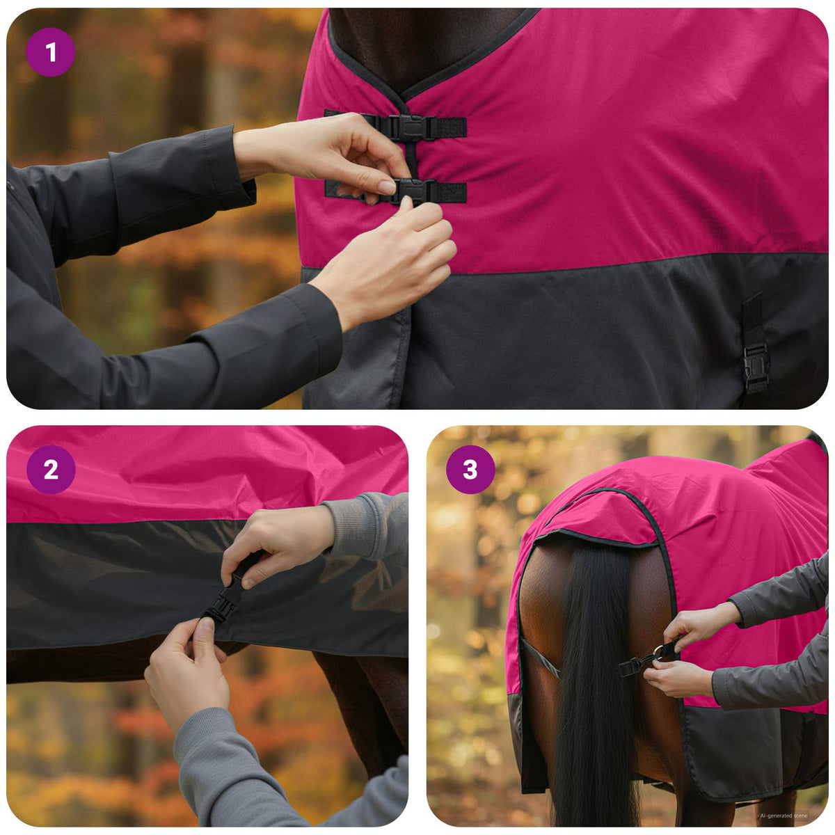 Hestetæppe Pink og Sort 85 cm Polyester