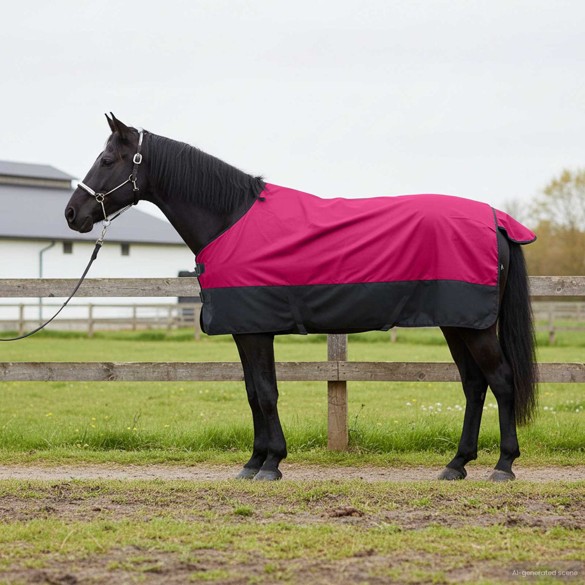 Hestetæppe Pink og Sort 135 cm Polyester