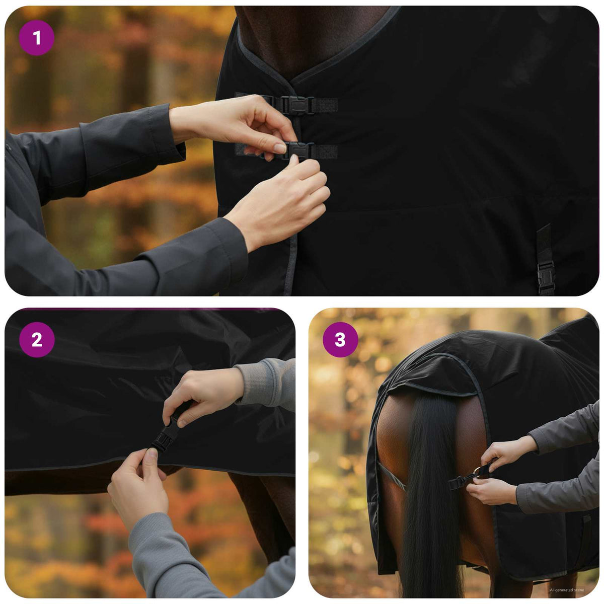 Hestetæppe Fuldt Sort 95 cm Polyester