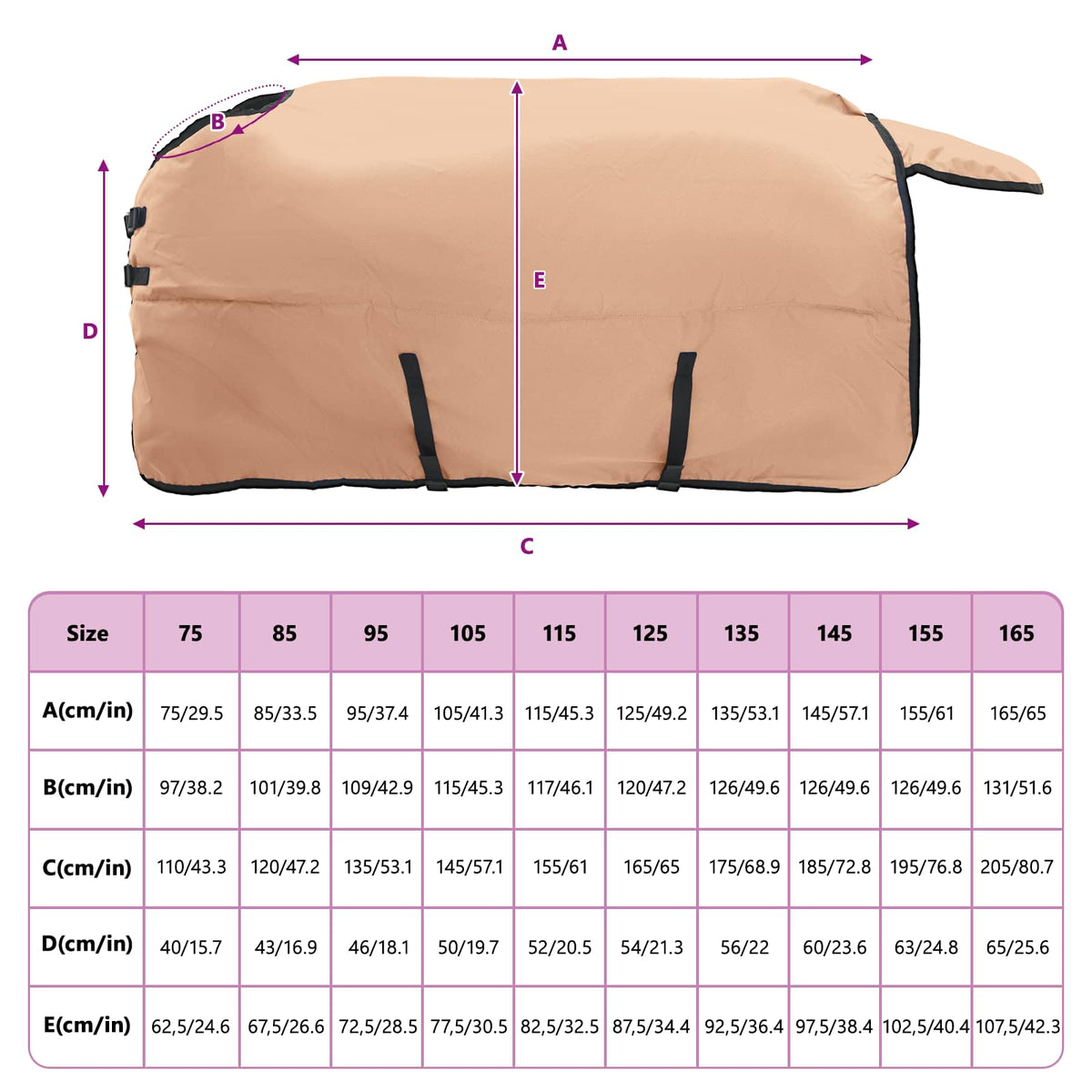 Hestetæppe Cappuccino 135 cm Polyester