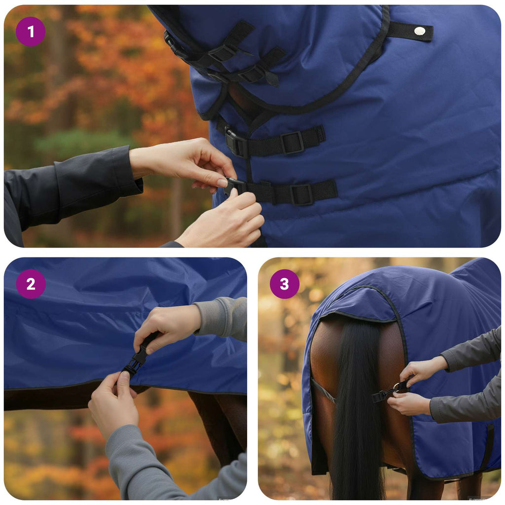 Hestetæppe Fuldt Marineblå 75 cm Polyester