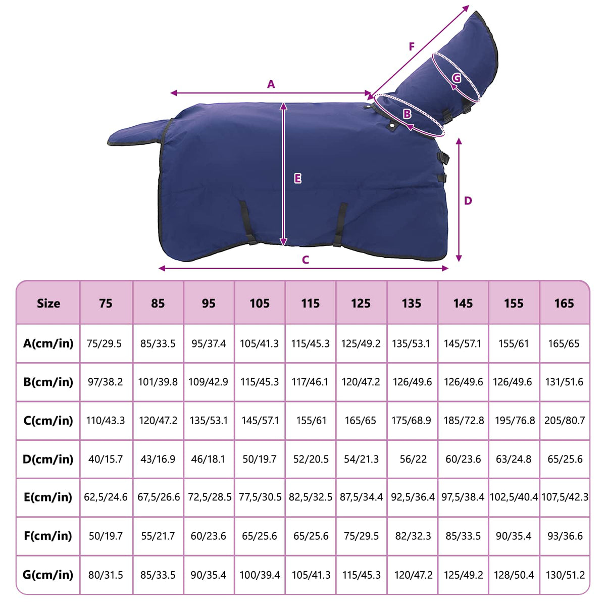 Hestetæppe Fuldt Marineblå 95 cm Polyester