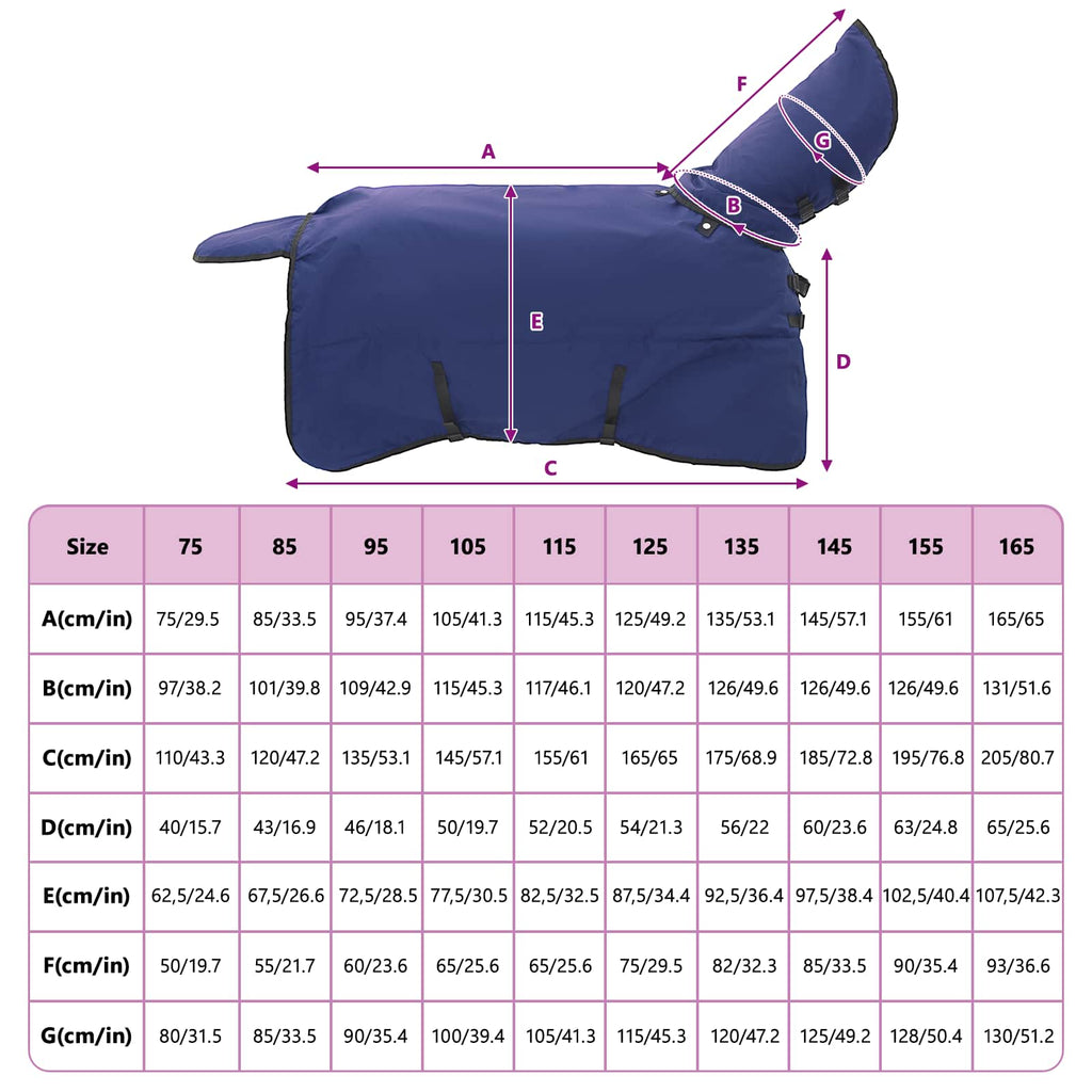 Hestetæppe Fuldt Marineblå 125 cm Polyester